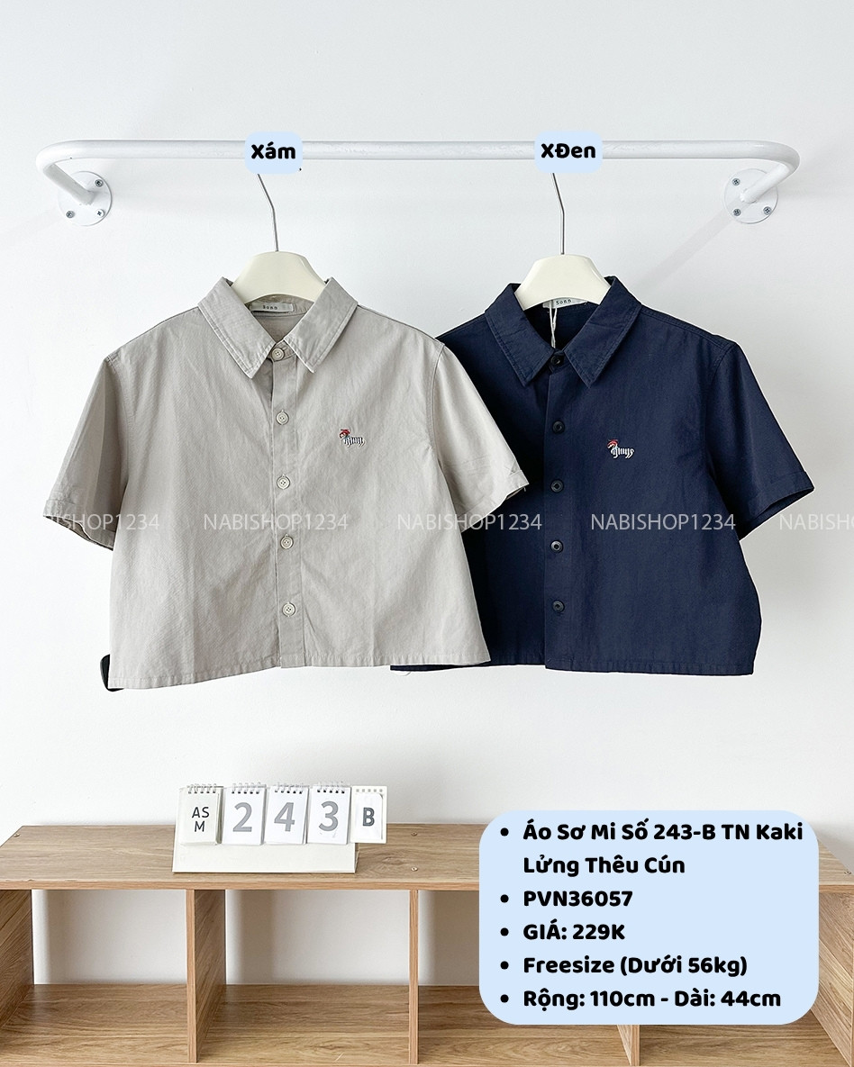 Áo Sơ Mi Số 243-B TN Kaki Lửng Thêu Cún
