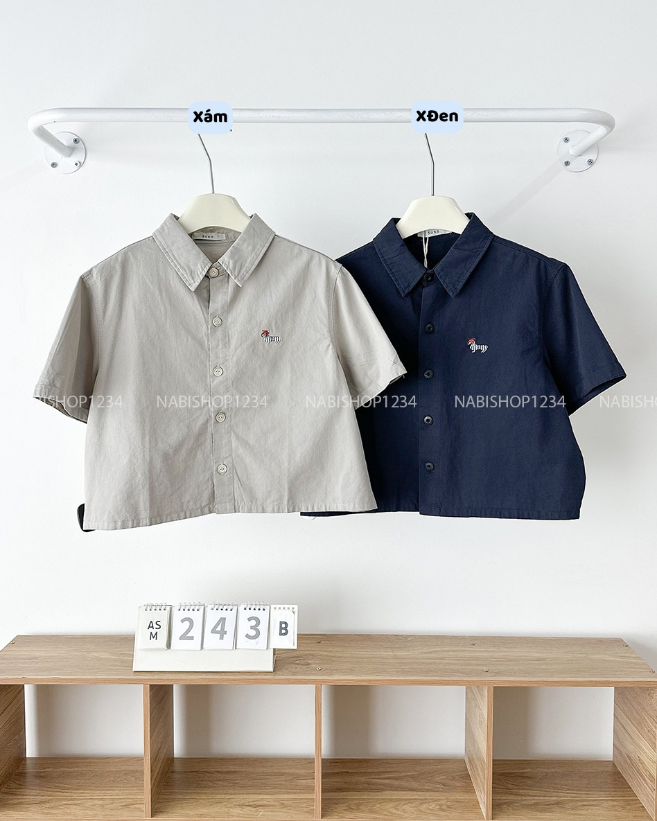 Áo Sơ Mi Số 243-B TN Kaki Lửng Thêu Cún