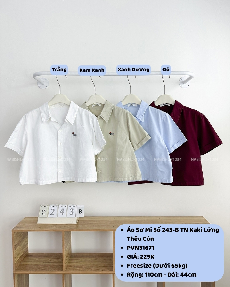 Áo Sơ Mi Số 243-B TN Kaki Lửng Thêu Cún