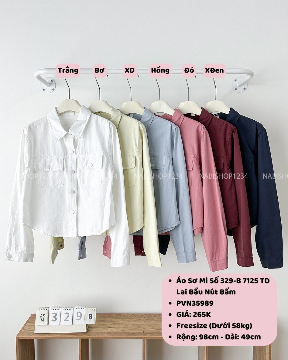 Áo Sơ Mi Số 329-B 7125 TD Lai Bầu Nút Bấm