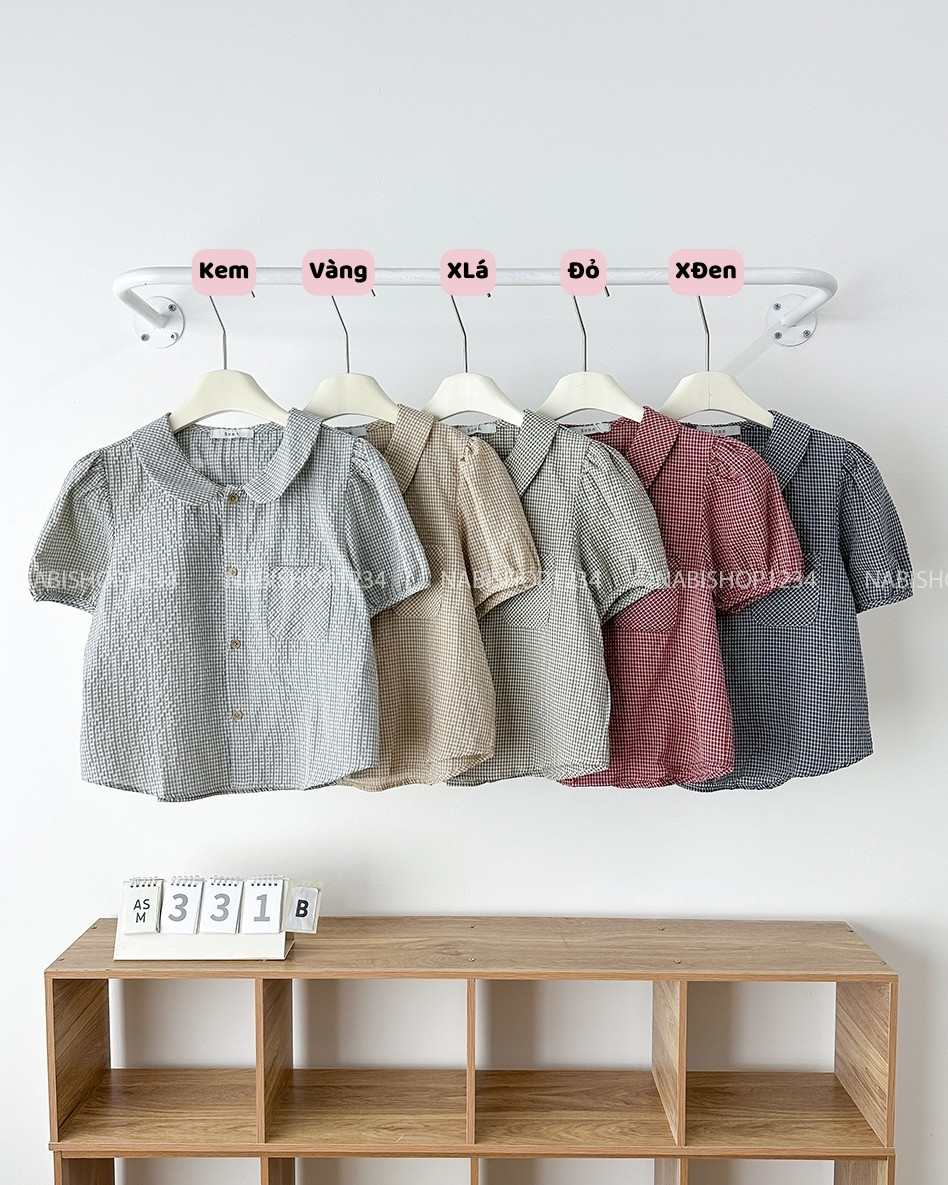 Áo Sơ Mi Số 331-B TN Bồng Caro Cổ Sen