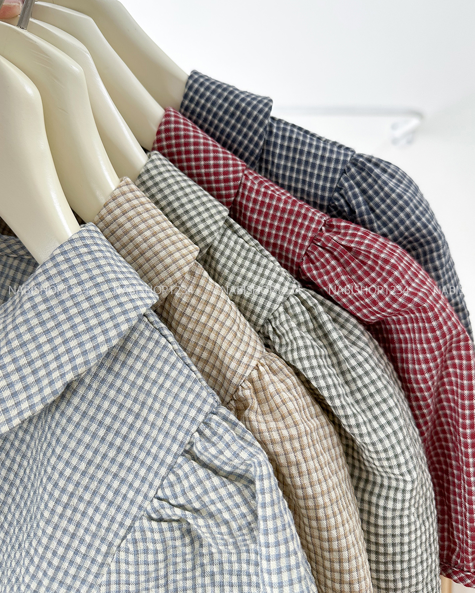 Áo Sơ Mi Số 331-B TN Bồng Caro Cổ Sen