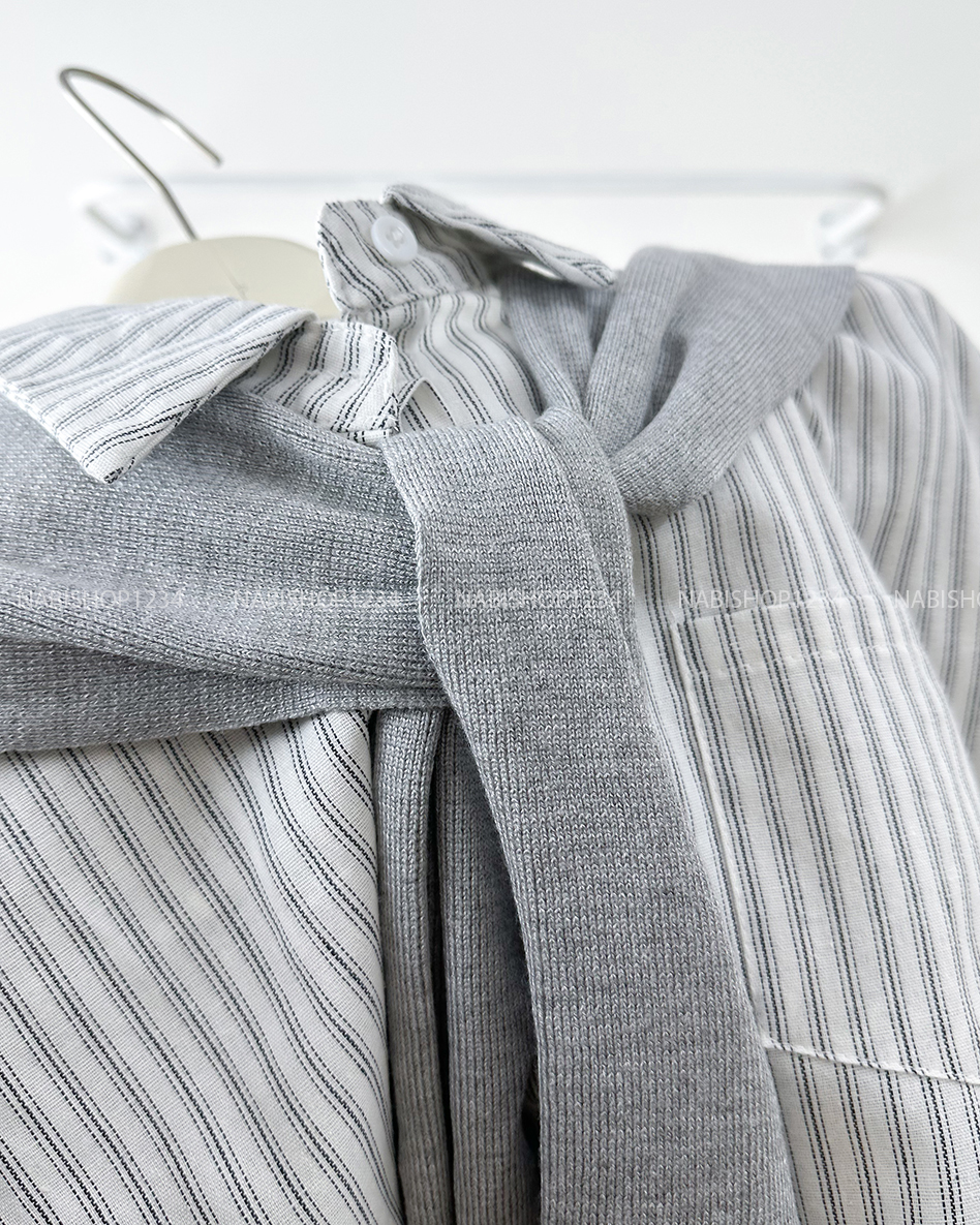 Áo Sơ Mi Số 334-A 5822 TD Kẻ Sọc + Khăn