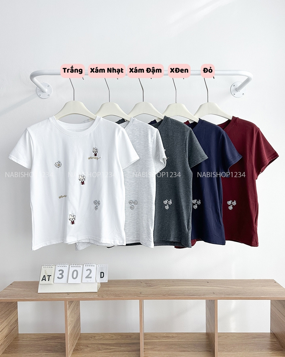 Áo Thun Số 302-D 642 TN Thêu Kitty