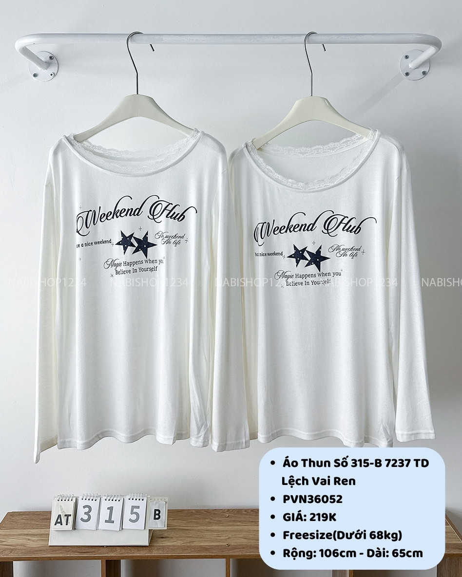 Áo Thun Số 315-B 7237 TD Lệch Vai Ren