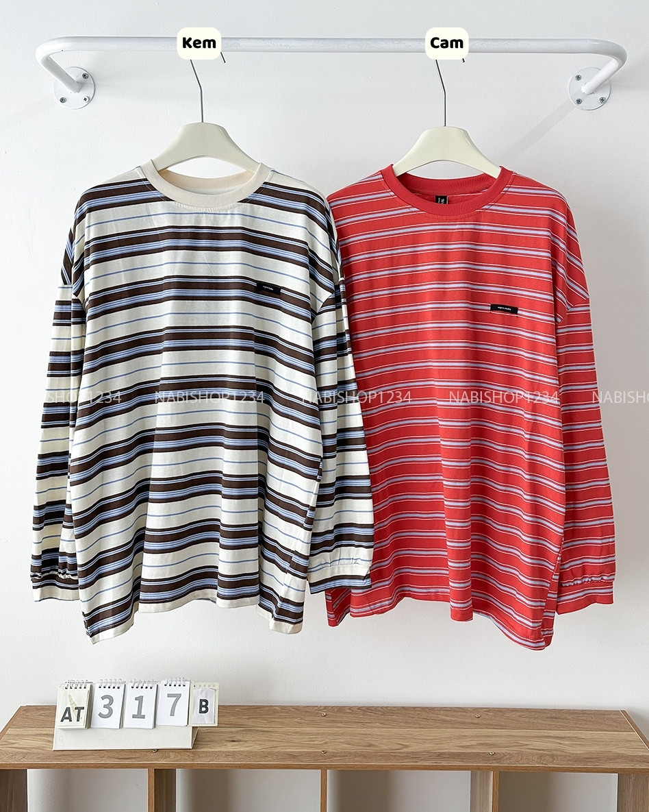 Áo Thun Số 317-B 7314 TD Oversize Sọc Tay Bo