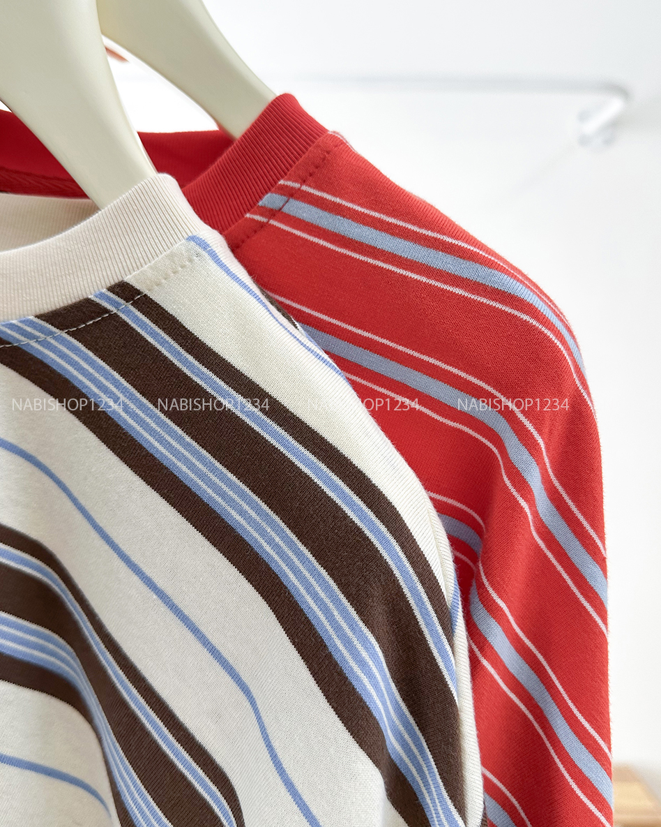 Áo Thun Số 317-B 7314 TD Oversize Sọc Tay Bo