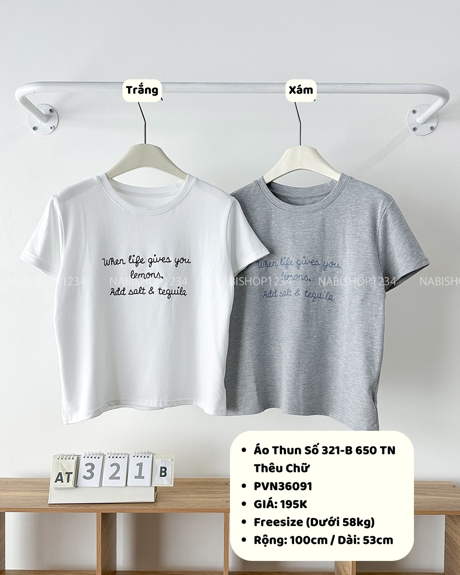Áo Thun Số 321-B 650 TN Thêu Chữ