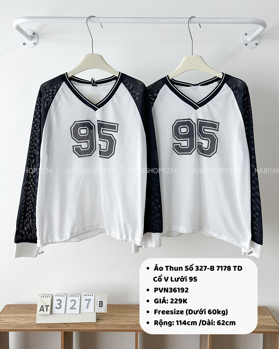 Áo Thun Số 327-B 7178 TD Cổ V Lưới 95