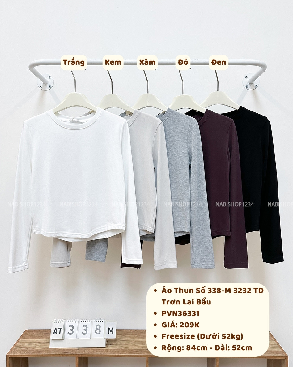 Áo Thun Số 338-M 3232 TD Trơn Lai Bầu