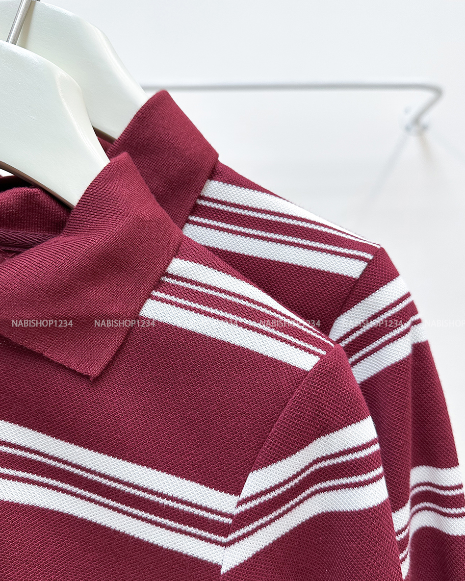 Áo Thun Số 341-D Polo Lửng Kẻ Ngang