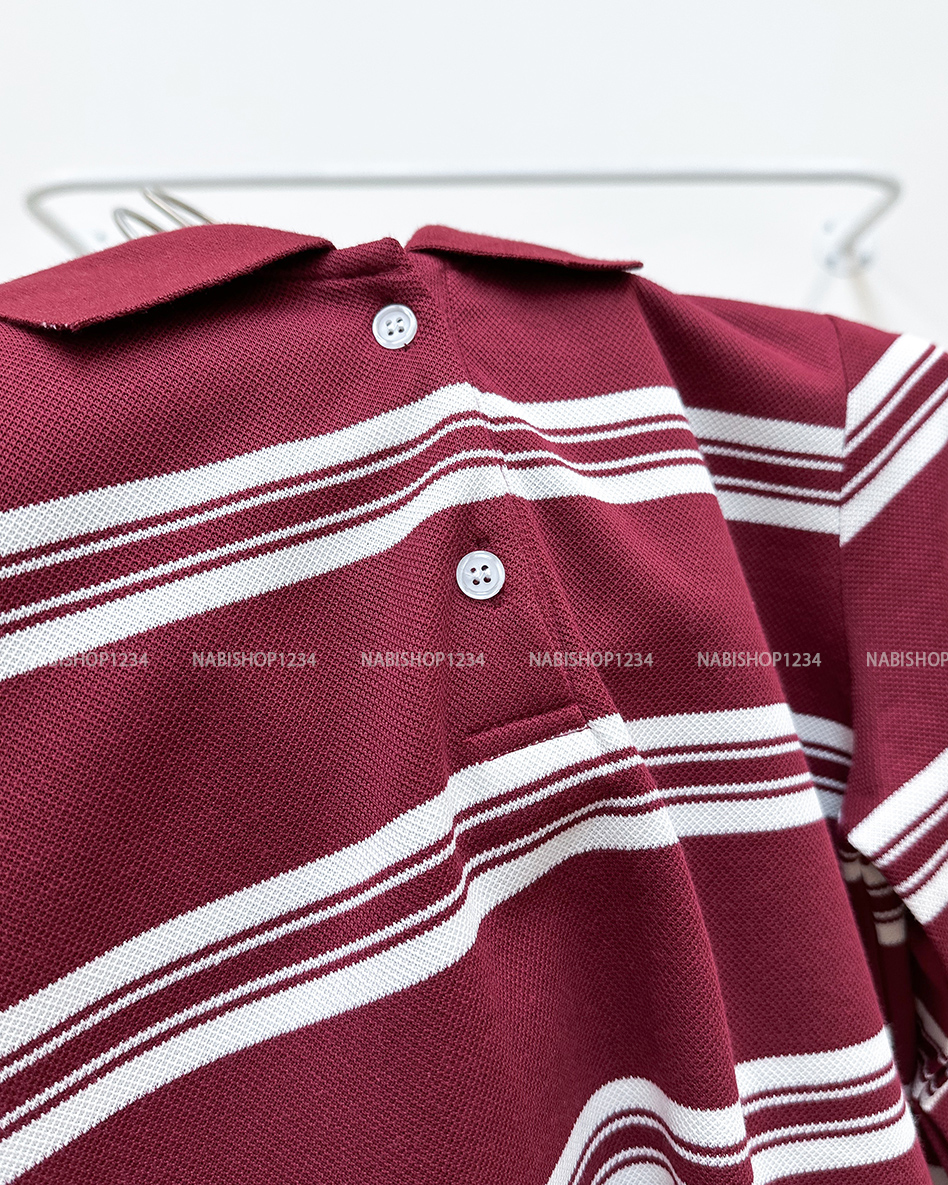Áo Thun Số 341-D Polo Lửng Kẻ Ngang