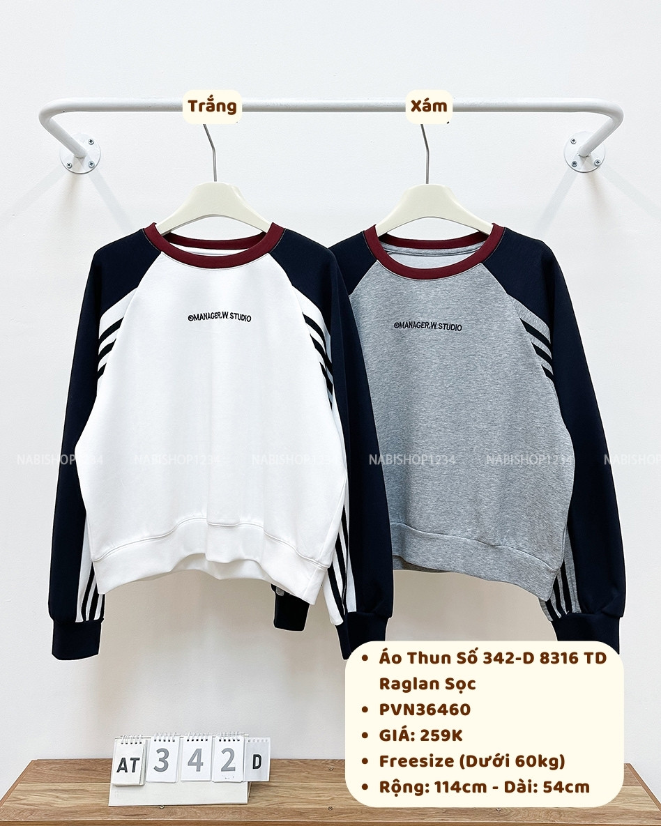 Áo Thun Số 342-D 8316 TD Raglan Sọc