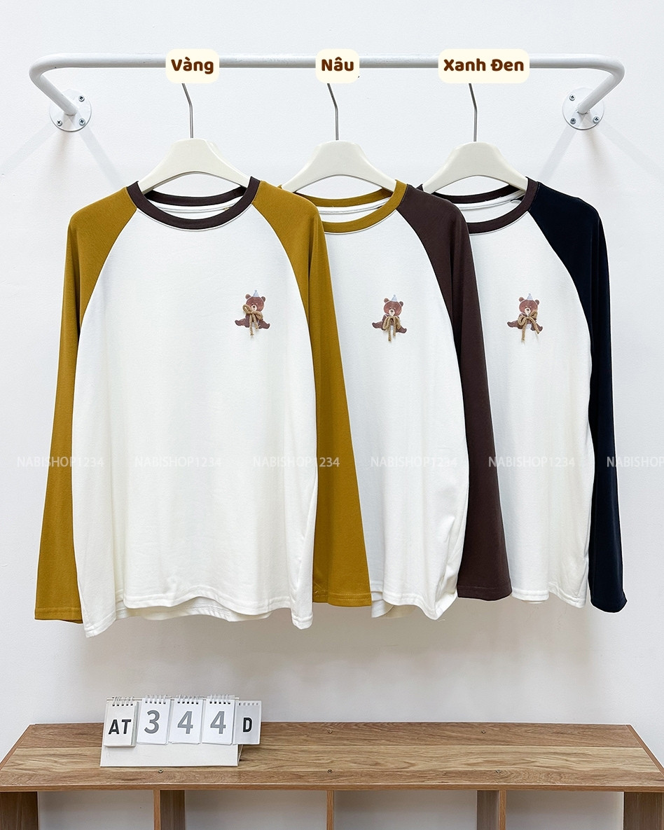 Áo Thun Số 344-D 2501 TD Raglan Gấu 2 Mặt