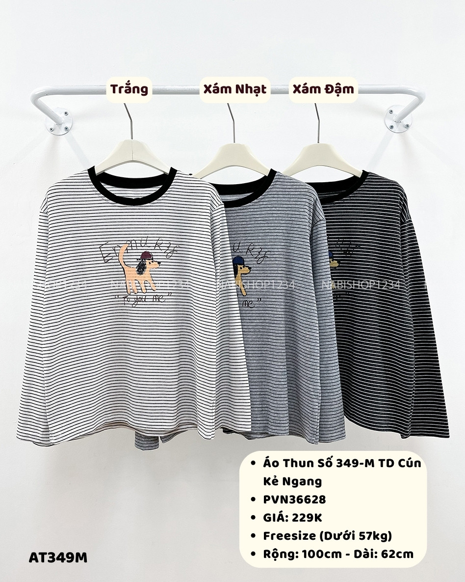 Áo Thun Số 349-M TD Cún Kẻ Ngang