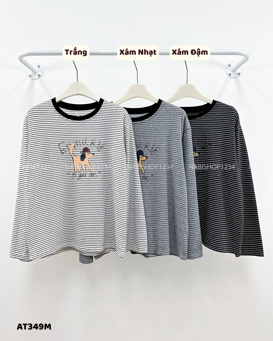 Áo Thun Số 349-M TD Cún Kẻ Ngang