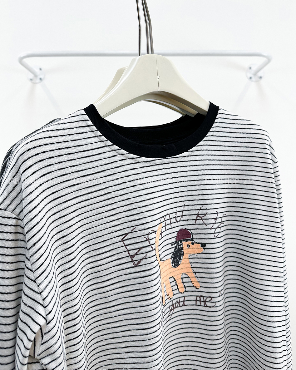 Áo Thun Số 349-M TD Cún Kẻ Ngang