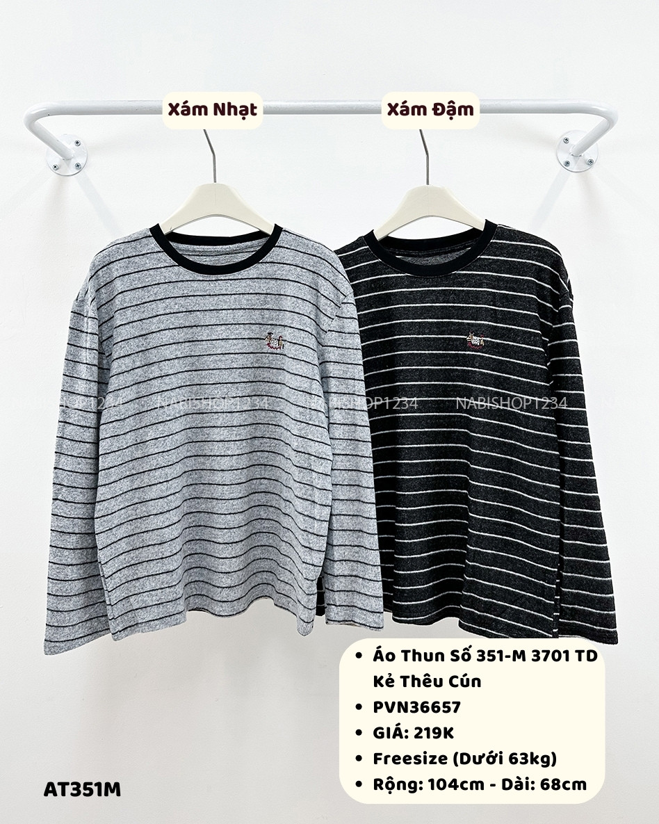 Áo Thun Số 351-M 3701 TD Kẻ Thêu Cún