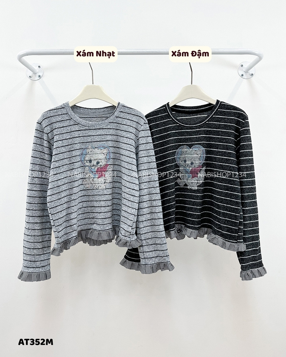 Áo Thun Số 352-M 385 TD Kẻ Lai Bèo Mèo