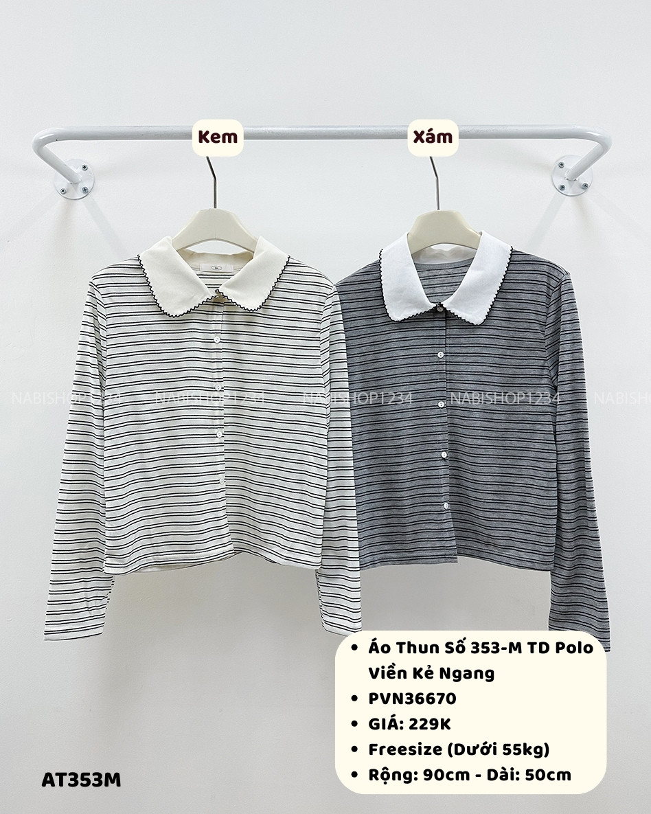 Áo Thun Số 353-M TD Polo Viền Kẻ Ngang
