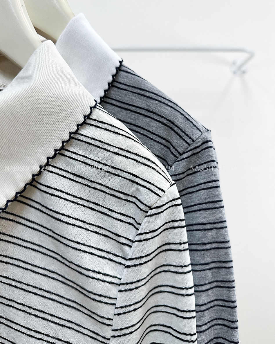 Áo Thun Số 353-M TD Polo Viền Kẻ Ngang