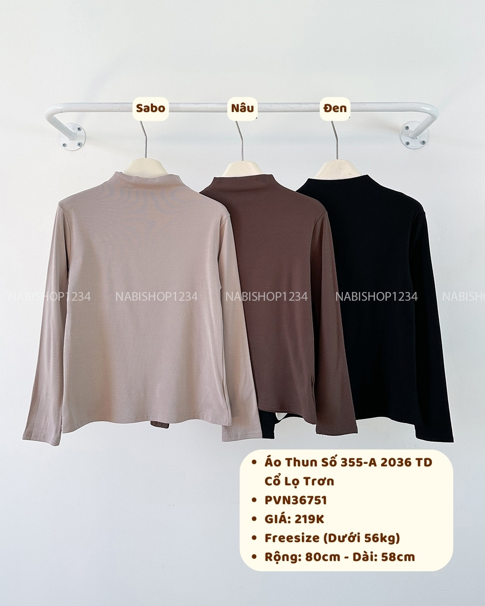 (G30K) Áo Thun Số 355-A 2036 TD Cổ Lọ Trơn