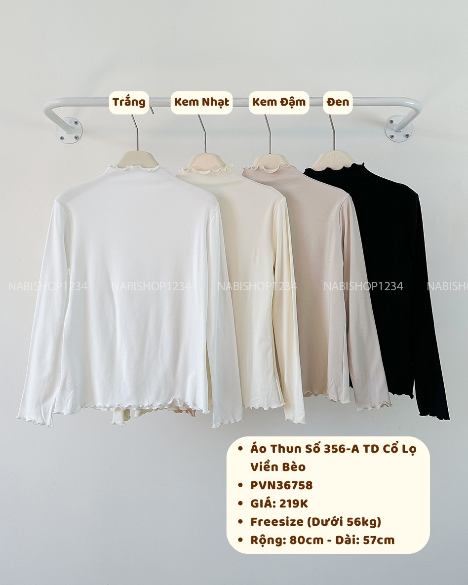 (G30K) Áo Thun Số 356-A 2167 TD Cổ Lọ Viền Bèo