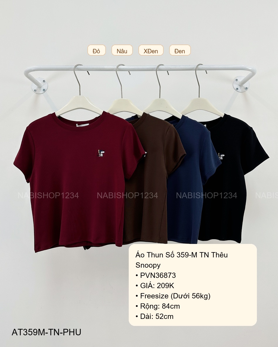 Áo Thun Số 359-M TN Thêu Snoopy
