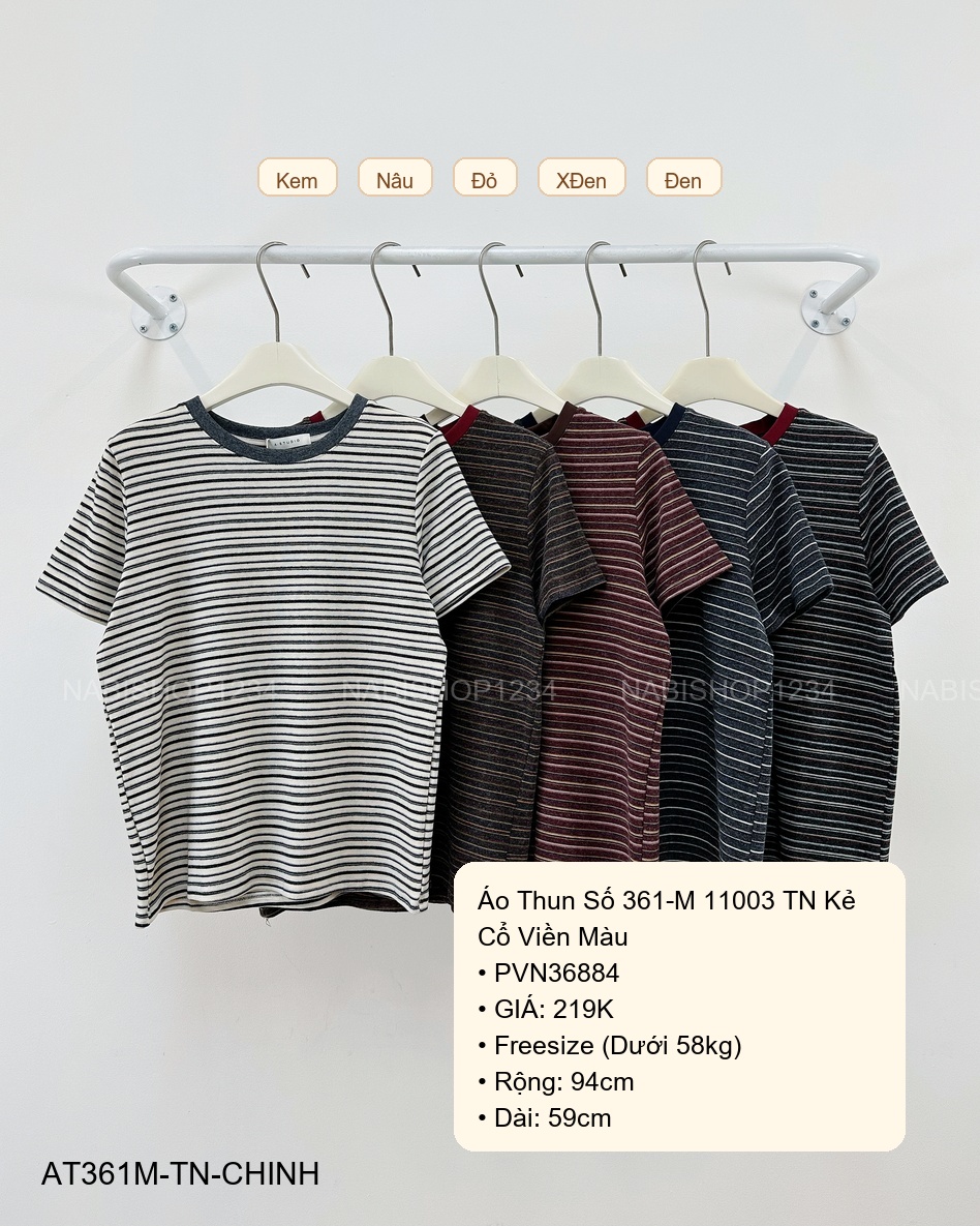 Áo Thun Số 361-M 11003 TN Kẻ Cổ Viền Màu