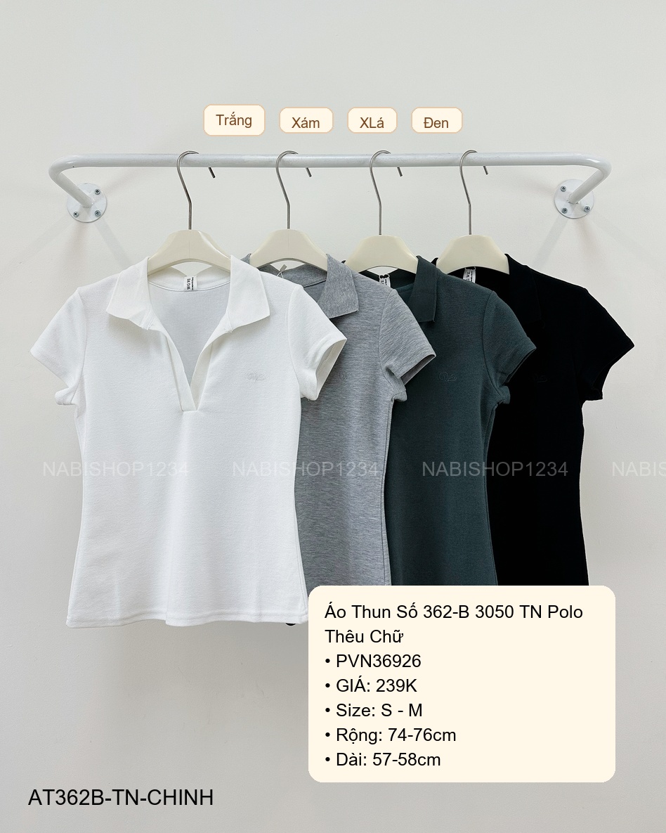 Áo Thun Số 362-B 3050 TN Polo Thêu Chữ