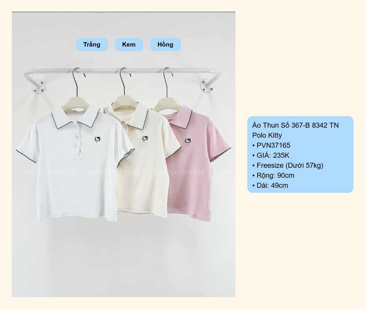 Áo Thun Số 367-B 8342 TN Polo Kitty