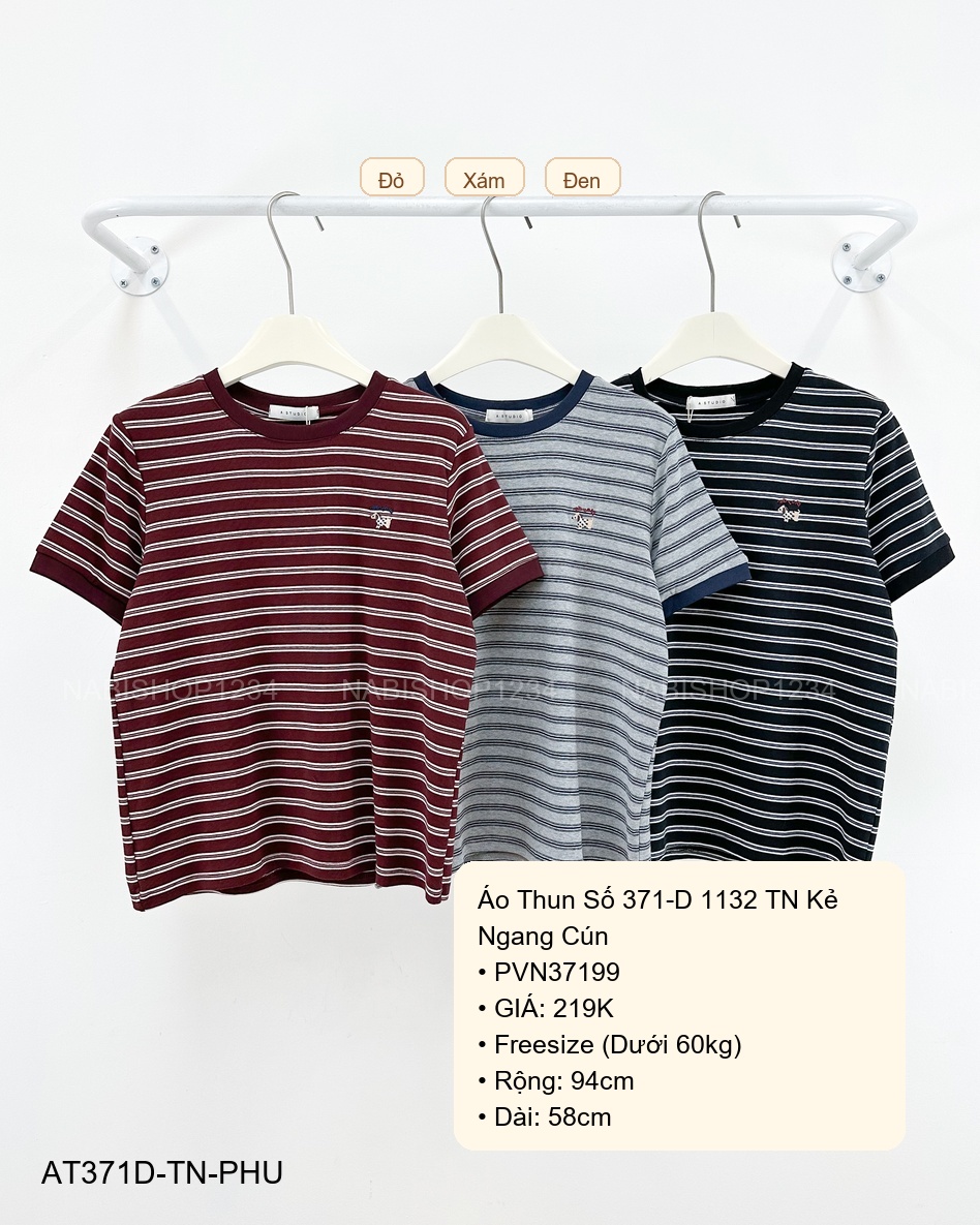 Áo Thun Số 371-D 1132 TN Kẻ Ngang Cún