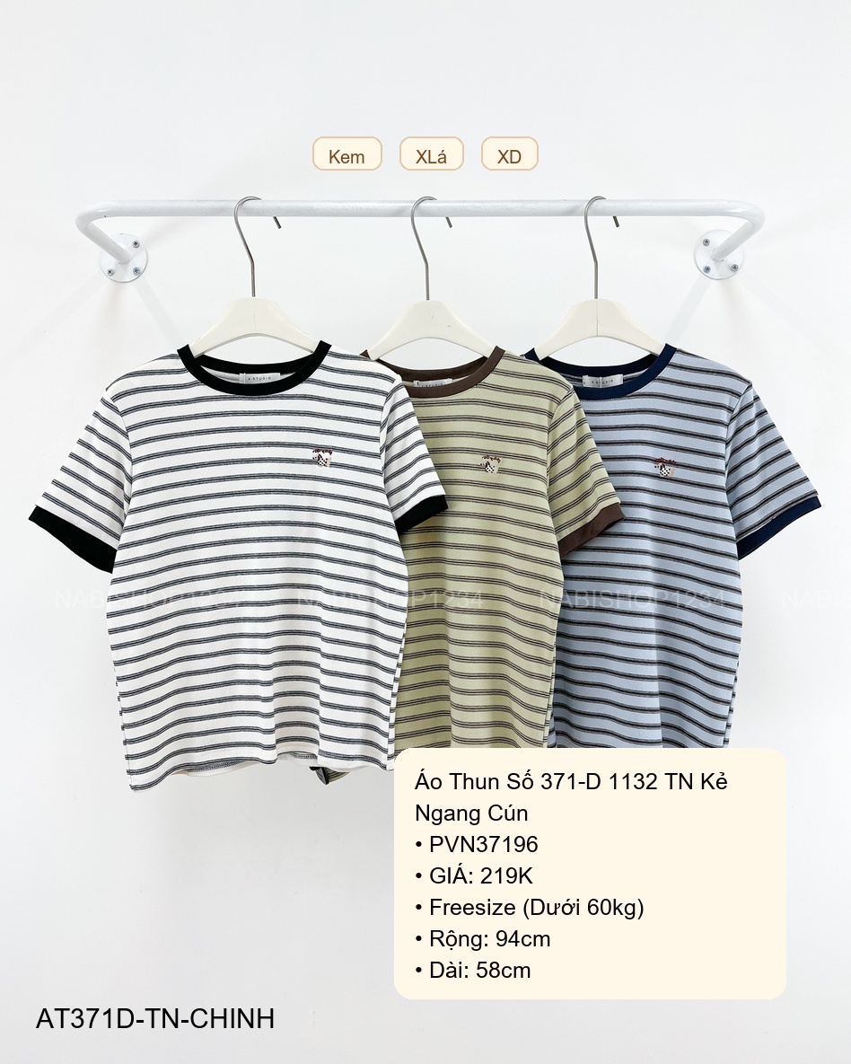 Áo Thun Số 371-D 1132 TN Kẻ Ngang Cún