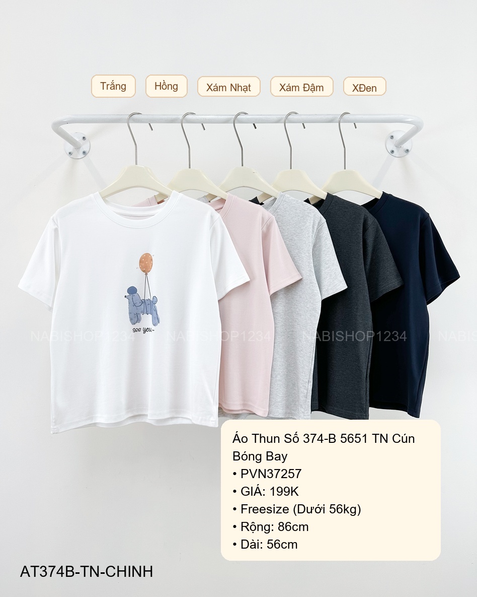 Áo Thun Số 374-B 5651 TN Cún Bóng Bay