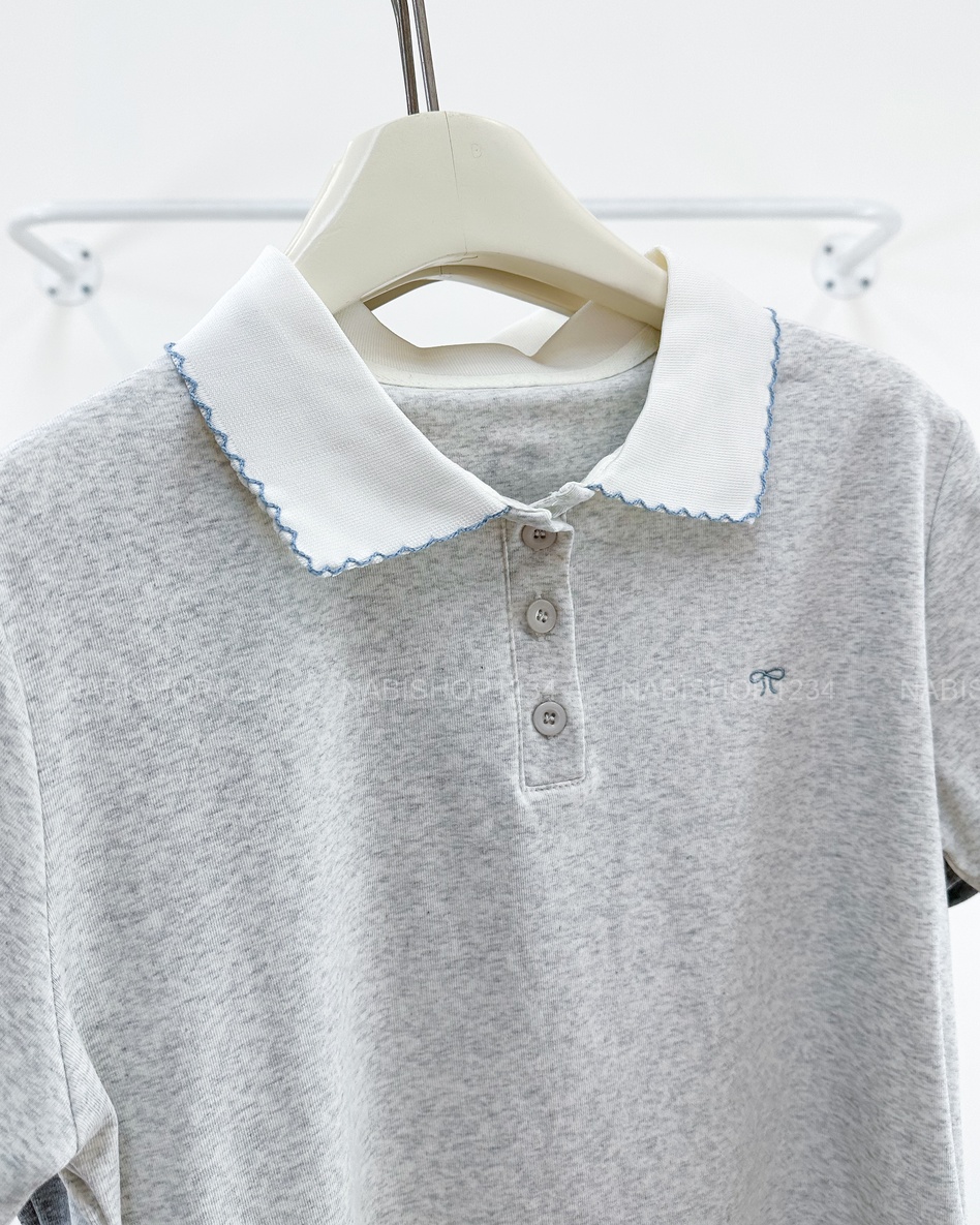 Áo Thun Số 377-B 8335 TN Polo Thêu Nơ