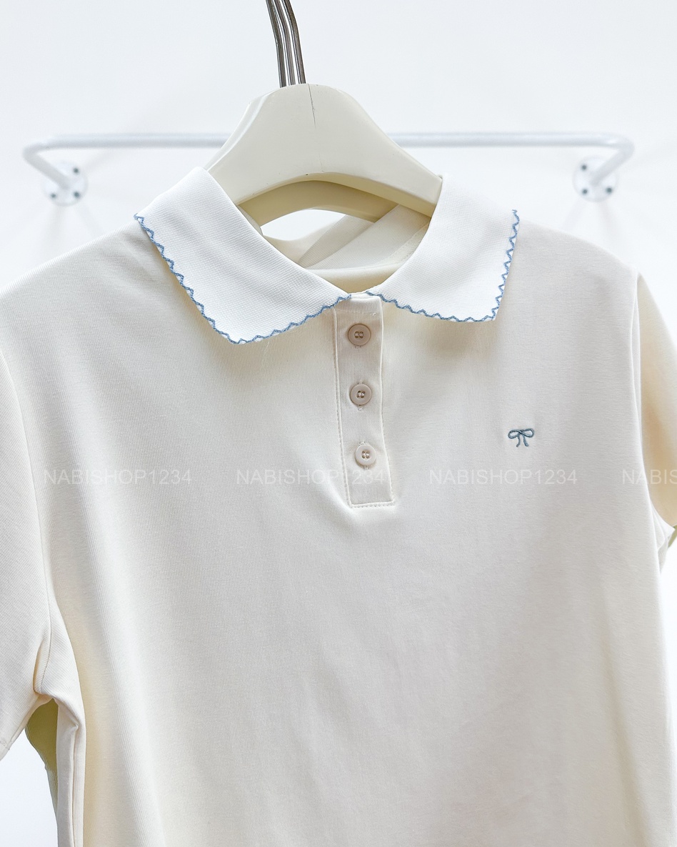 Áo Thun Số 377-B 8335 TN Polo Thêu Nơ