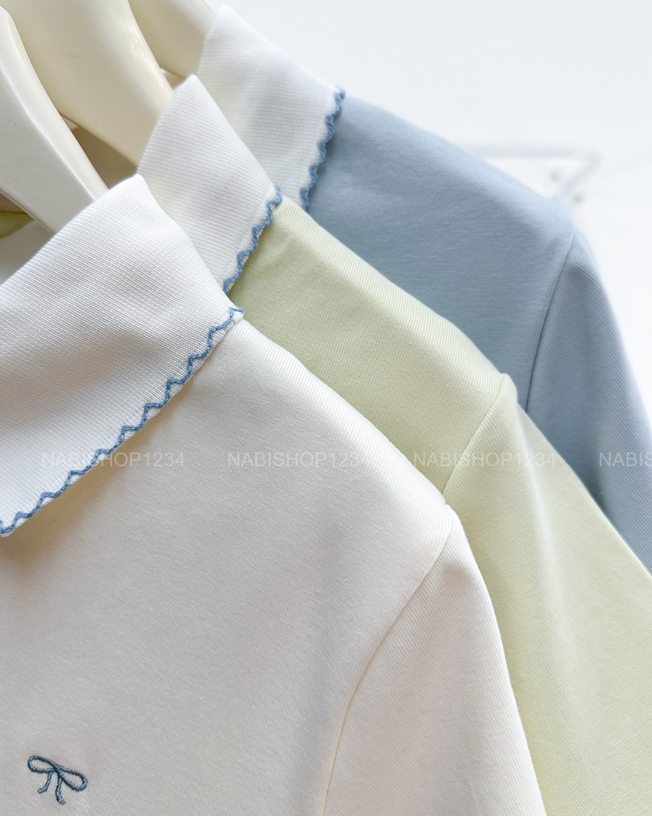 Áo Thun Số 377-B 8335 TN Polo Thêu Nơ