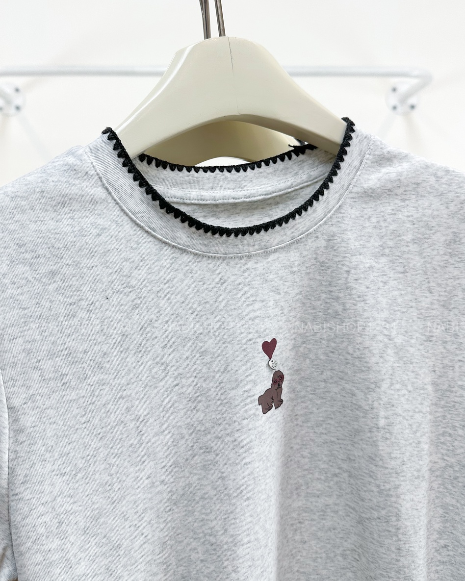 Áo Thun Số 380-B 9554 TN Viền Cún Tim