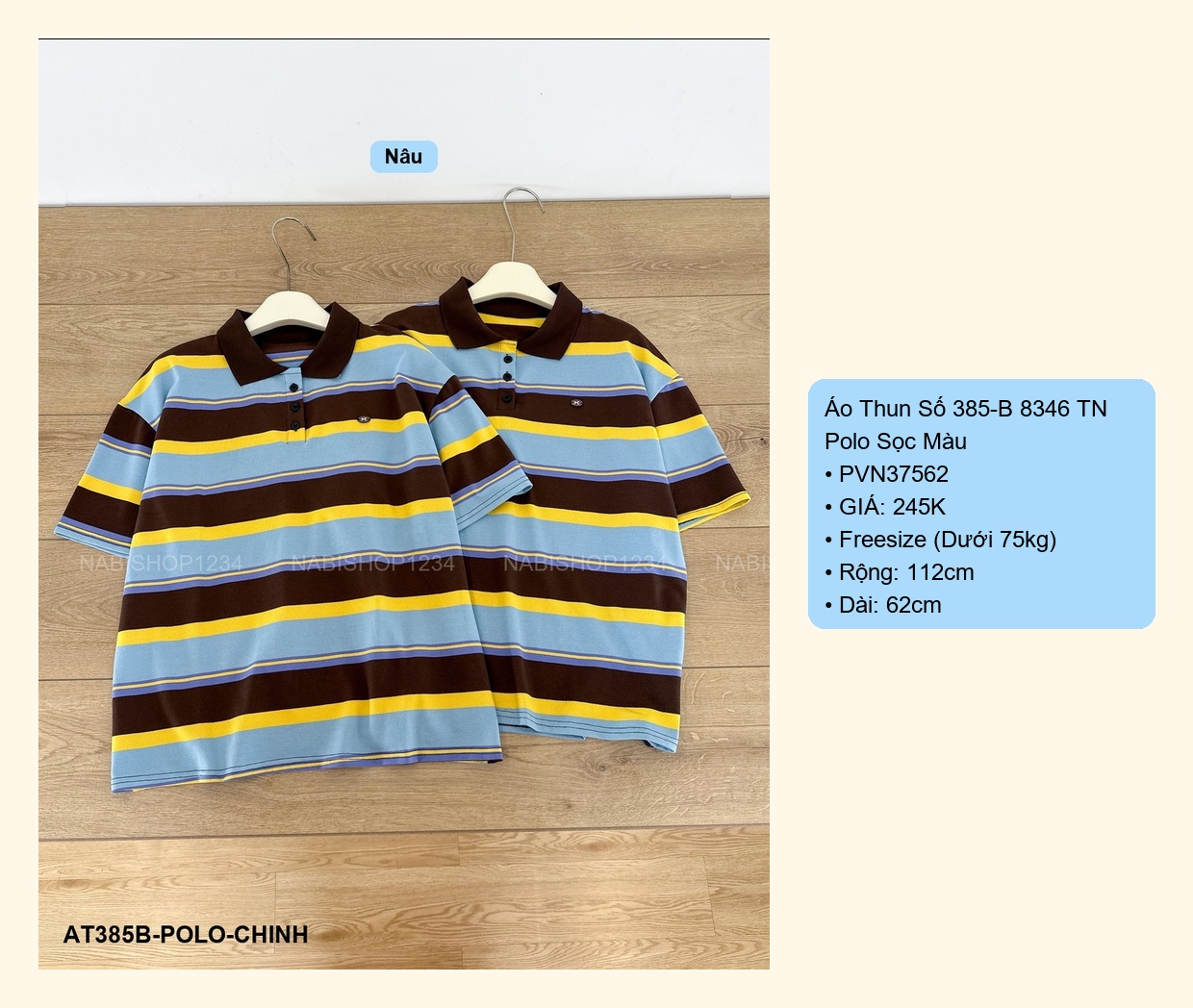 Áo Thun Số 385-B 8346 TN Polo Sọc Màu