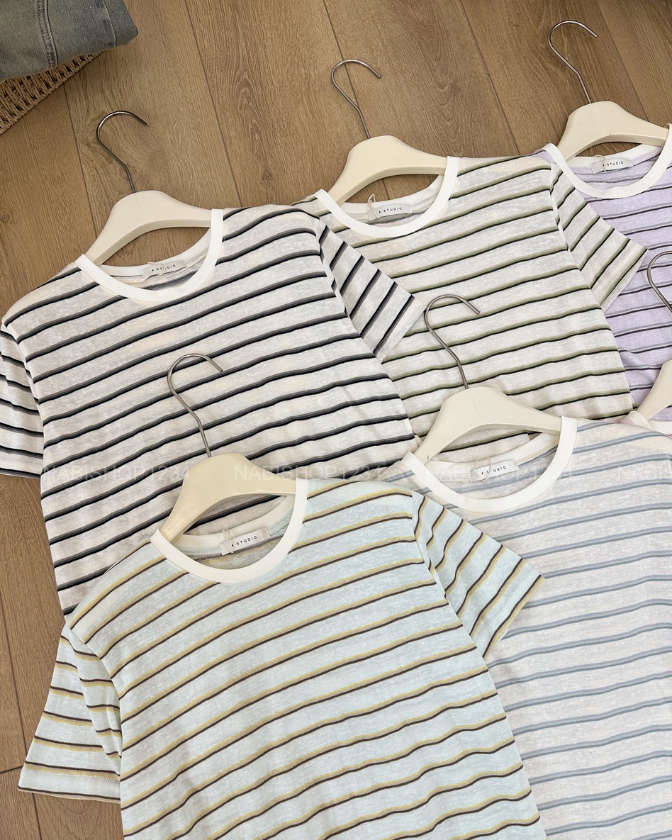 Áo Thun Số 3-B 11136 TN Kẻ Nhỏ