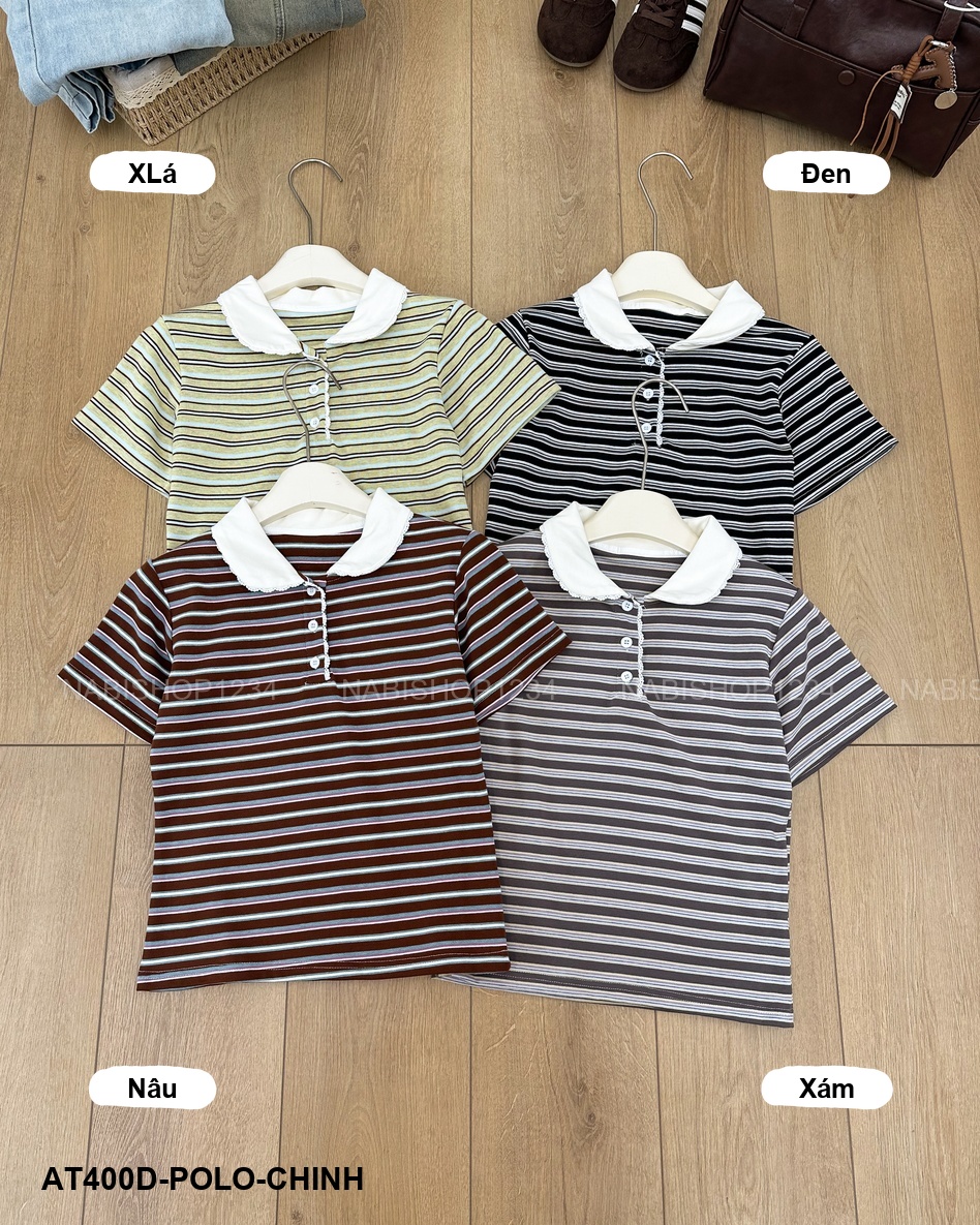 Áo Thun Số 400-D 1829 TN Polo Ren Kẻ