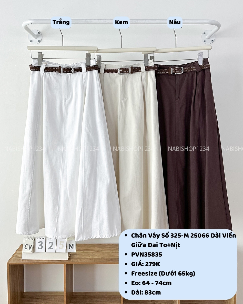 Chân Váy Số 325-M 25066 Dài Viền Giữa Đai To+Nịt