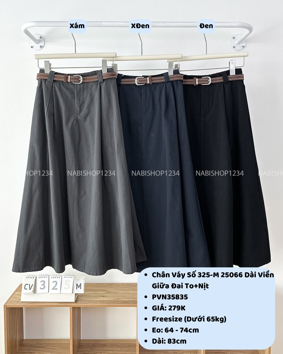 Chân Váy Số 325-M 25066 Dài Viền Giữa Đai To+Nịt
