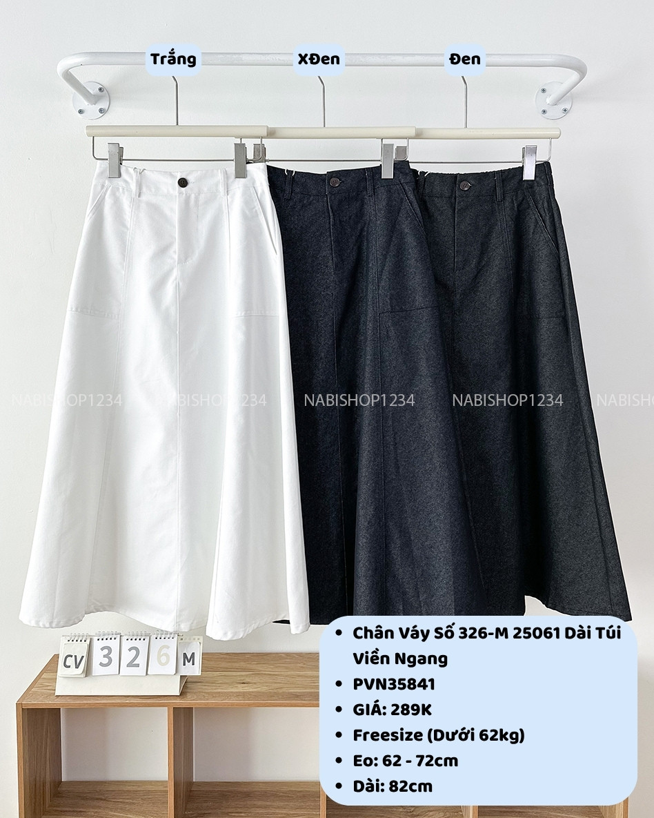 Chân Váy Số 326-M 25061 Dài Túi Viền Ngang