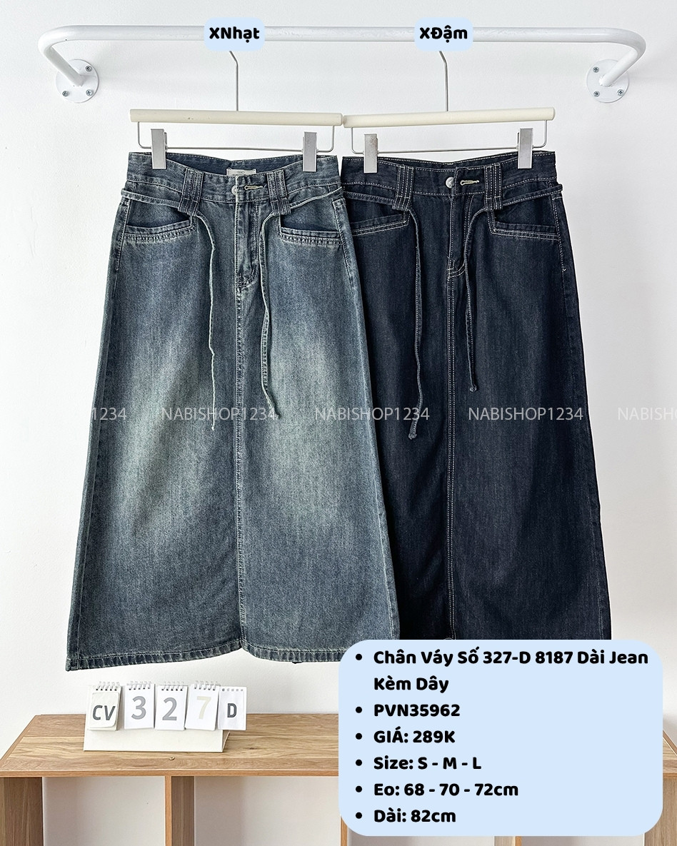 Chân Váy Số 327-D 8187 Dài Jean Kèm Dây