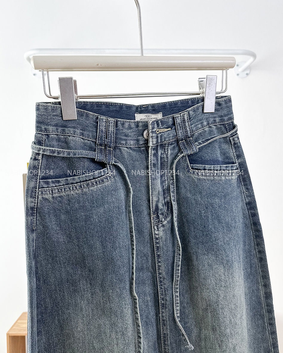 Chân Váy Số 327-D 8187 Dài Jean Kèm Dây