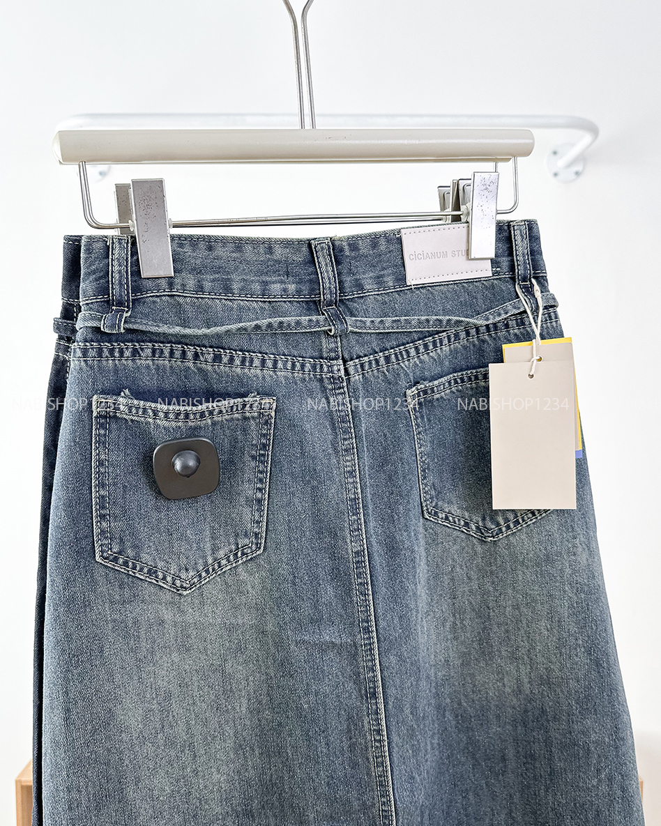 Chân Váy Số 327-D 8187 Dài Jean Kèm Dây