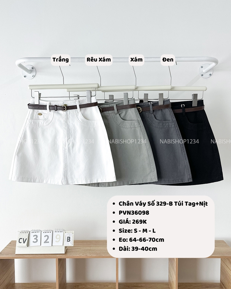 Chân Váy Số 329-B 9510 Ngắn Túi Tag+Nịt