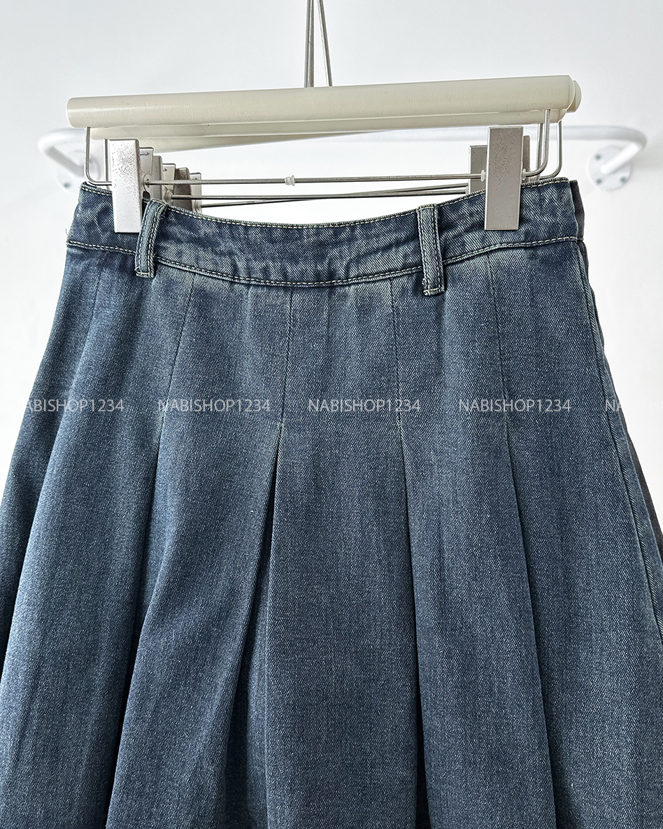 Chân Váy Số 331-B 9199 Ngắn Jean Xếp Ly
