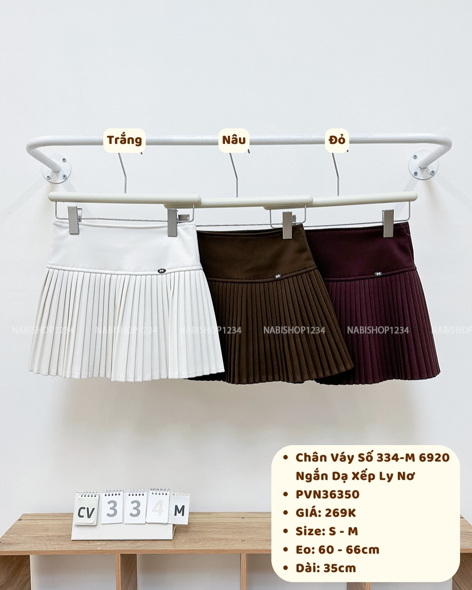 Chân Váy Số 334-M 6920 Ngắn Dạ Xếp Ly Nơ